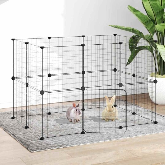 Vidaxl Dyrebur 20 Paneler Med Dør Svart 35X35 cm Stål