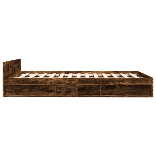  Sengeramme med skuffer røkt eik 140x200 cm konstruert tre 8721102624056