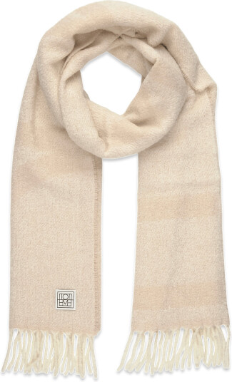TOTEME Monogram Jacquard Wool Scarf   Cream   ONE SIZE