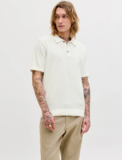 Jack & Jones Jprbluriley Knit Polo Ss Sn Cream XXL