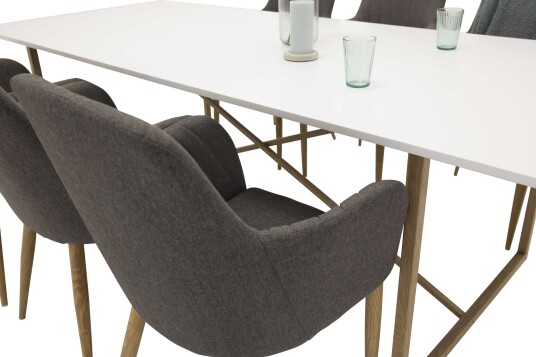 Venture Design Palace & Comfort spisegruppe Hvit/grå 6 st stoler & bord 240 x 100 cm