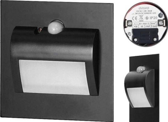 Orno Draco Led New Trappebelysning Innfelt 1,5W 12Vdc 30Lm 4000K Svart BevegelsesOg Skumringssensor Ad-Os-6164Lr4/B Orno Draco Led New Trappebelysning Innfelt 1,5W 12Vdc 30Lm 4000K Svart BevegelsesOg Skumringssensor Ad-Os-6164Lr4/B