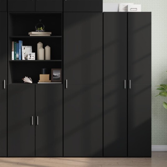 Hylle svart 50x42,5x185 cm konstruert tre