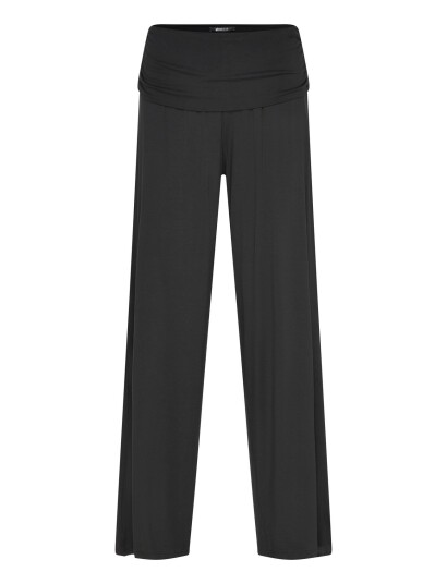 Gina Tricot Folded Wide Yoga Trousers   Black   XS