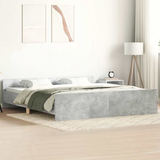 vidaXL Sengeramme med hode- og fotgavl betonggrå 200x200 cm 8721012156920