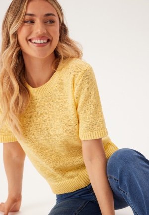 BUBBLEROOM Knitted Short Sleeve Sweater Yellow L