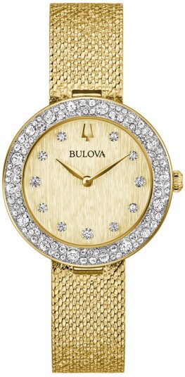 Bulova Dameklokke 98L321 Crystal Gull/Gulltonet stål Ø32 mm Bulova Dameklokke 98L321 Crystal Gull/Gulltonet stål Ø32 mm