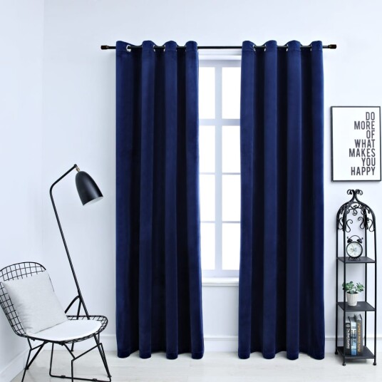 Vidaxl Lystette Gardiner Med Ringer 2 Stk Fløyel Mørkeblå 140x175 Cm Vidaxl Lystette Gardiner Med Ringer 2 Stk Fløyel Mørkeblå 140x175 Cm