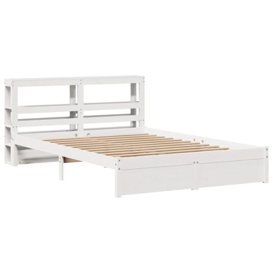 Sengeramme med hodegavl hvit 140x190 cm heltre furu 3305988