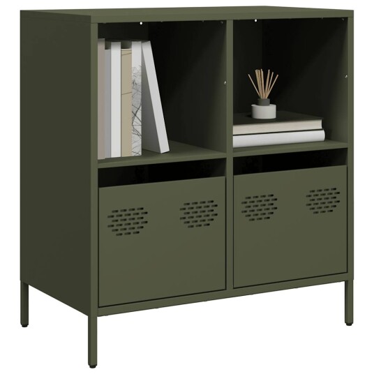 Skjenk olivengrønn 68x39x73,5 cm kaldvalset stål 8721102931192