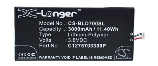Blu D700A batteri (3000 mAh 3.8 V)