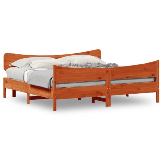Sengeramme med hodegavl voksbrun 180x200 cm heltre furu 8721012454767