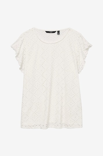 Vero Moda Curve   Topp vmcTassa SL Frill Top Noos Curve   Hvit