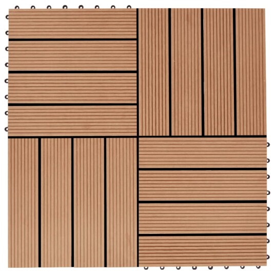 Terrassebord 22 stk 30x30 cm 2 kvm WPC teakfarge