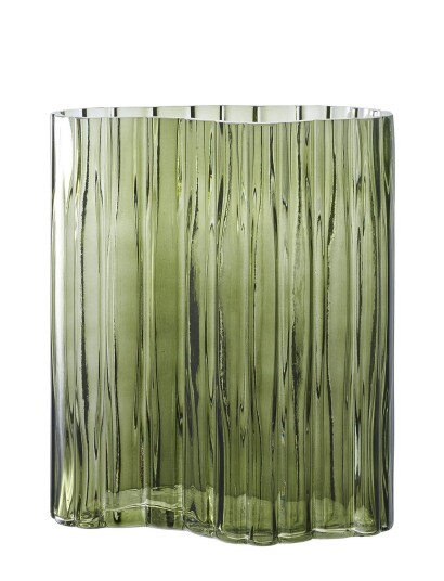 House Nordic Grete - Vase, Glass, Smoked Green 21X12X26,5 Cm - Green - 26.5X21.5X12CM