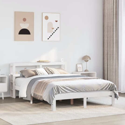  Sengeramme med hodegavl hvit 120x200 cm heltre furu 3306046