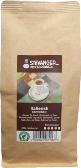 Espresso italiensk 250g, Kaffe hele bønner Espresso italiensk 250g, Kaffe hele bønner