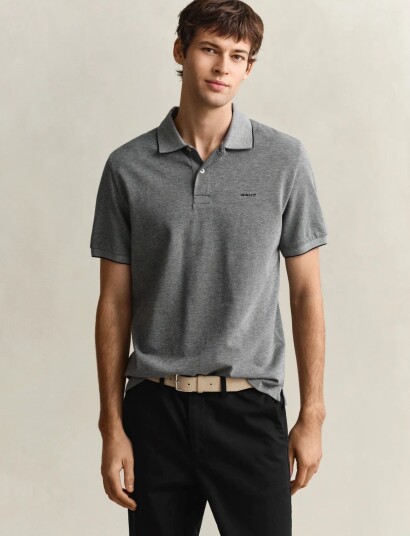GANT 2 Tone Ss Polo Grey S GANT 2 Tone Ss Polo Grey S