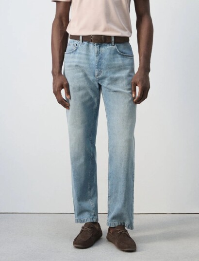 Mango Straight Fit Cotton Linen Jeans Blue 56 Mango Straight Fit Cotton Linen Jeans Blue 56