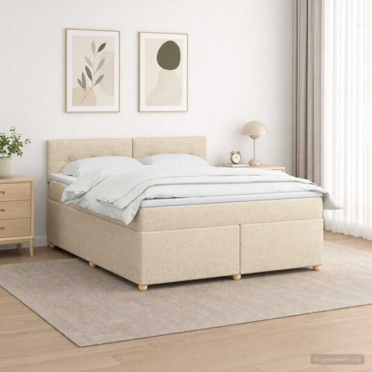 vidaXL Kontinentalseng med madrass Krem 140 x 200 cm Stoff