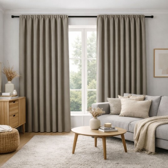 Nordstrand Home Mørkleggingsgardin 1 stk. ferdigsydde gardin 140x175 cm Beige Nordstrand Home blackout gardinlengder med rynkebånd