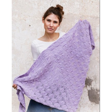 Â Lilac Bouquet av DROPS Design Sjal Strikkeoppskrift 144x72 cm