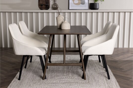 Venture Home Kaseidon Spisegruppe 120 cm Rektangulær med 4 Rosie Stoler Beige