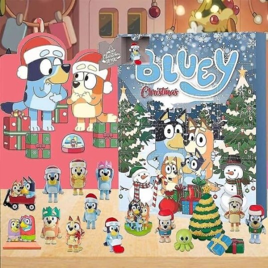 Julekalender med Bluey 2023 Jul 24 Dagers Nedtelling 24 Søte Tegneseriefigurer av Bluey Valper Leketøy Julegave