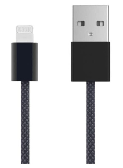 Linocell Flettet USB-A- til Lightning-kabel Svart 1 m