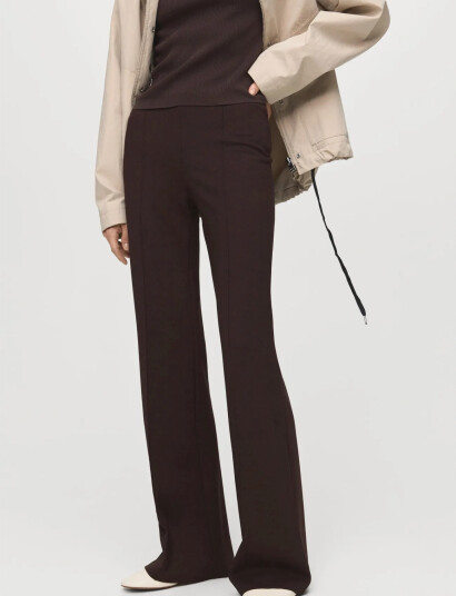 Mango Leggings With Seam Detail - Brown - S