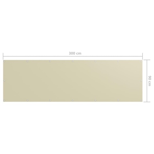 vidaXL Balkongskjerm kremhvit 90x300 cm oxfordstoff