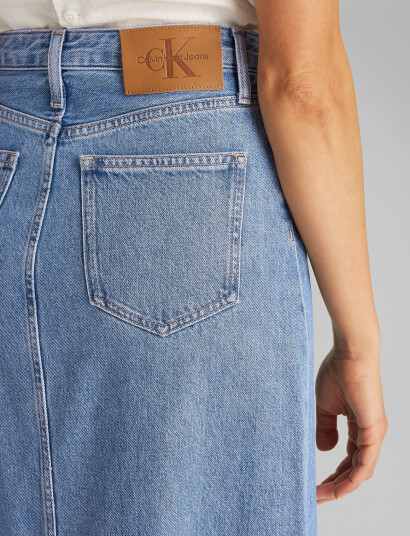 Calvin Klein Jeans A-Line Maxi Denim Skirt - Blue - 27