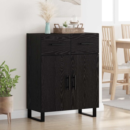 Serviesskap Svart Eik 69,5 x 34 x 90 cm Konstruert tre Serviesskap Svart Eik 69,5 x 34 x 90 cm Konstruert tre