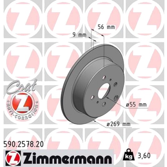 Bremseskive ZIMMERMANN 590.2578.20