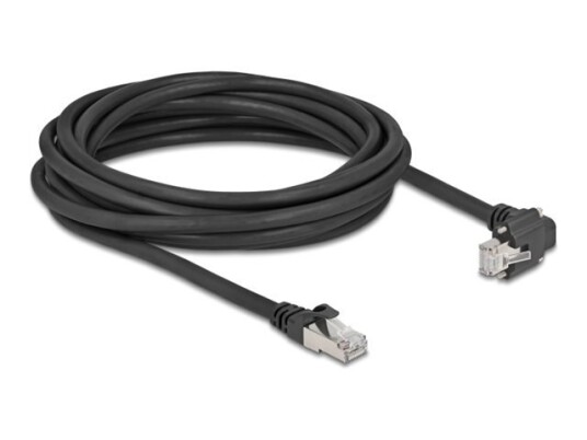 Delock Nettverkskabel Rj-45 Hann Til Rj-45 Hann Down-Angled 5 M 7 Mm S/Ftp Cat 6 Støtte For Gigabit Ethernet Svart