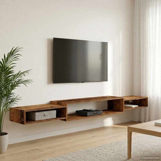 vidaXL Vegghengt TV-skap Veggmontert Gammelt tre 220 x 28 x 21 cm