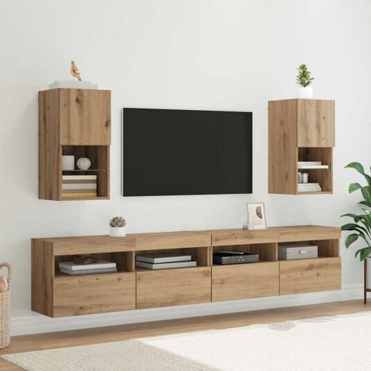 Vegghengte TV skap 2 pcs Artisan Eik 30,5 x 30 x 60 cm Vegghengte TV skap 2 pcs Artisan Eik 30,5 x 30 x 60 cm