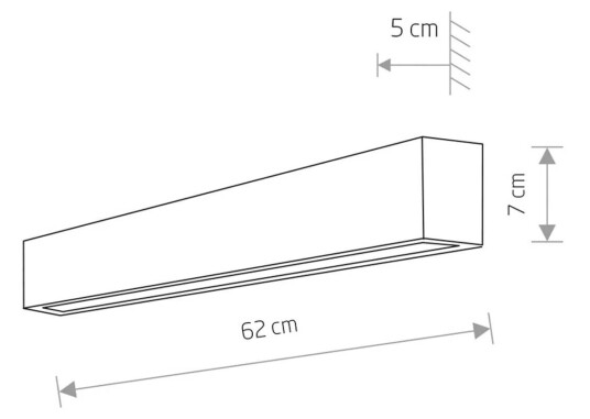 Euluna Vegglampe Straight S, 62 cm, svart