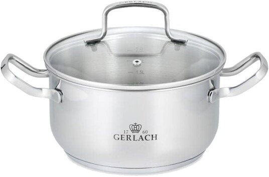 Gerlach Simple Kjele 4,5L Rustfritt St??l med glasslokk