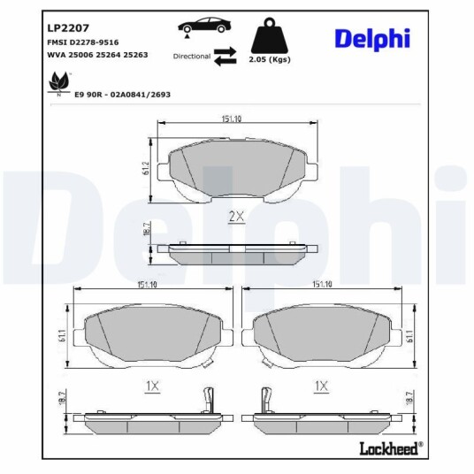 Bremseklosser DELPHI LP2207 Bremseklosser DELPHI LP2207