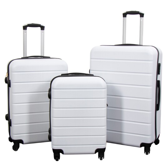 Borg Living Tilbud koffert - Sett med 3 stk. - Eksklusivt hardcase koffertsett - Stripe Hvit