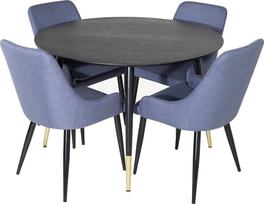 Venture Home Spisegruppe Dipp med 4 stk stoler Plaza Svart Venture Home Spisegruppe Dipp med 4 stk stoler Plaza Svart