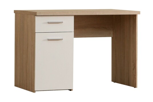 Skrivebord Schappach 110 cm med Oppbevaring Skuff + Skap Brun/Hvit