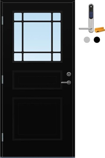 Ytterdør Bygg1 Arendal Klarglass med Yale Doorman Classic Home