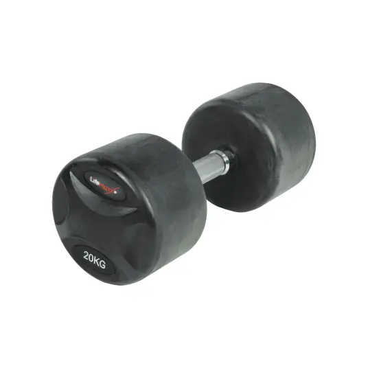 Lifemaxx fast manual 20 kg - Rund manual med riflet grep - Laget av støpejern kledd med gummi - For crossfit og styrketrening