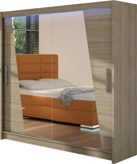 Prag Garderobe med Speil 180x215 cm - Beige