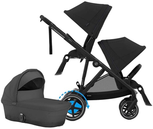 Cybex e Gazelle S Søskenvogn inkl. Liggedel Moon Black/Black