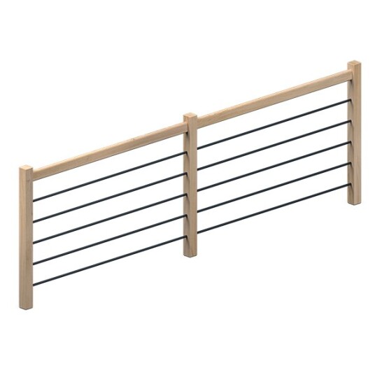Dolle Helsinki Gelender Til Repos I Eik Med Svarte Aluminiums Spiler 320cm