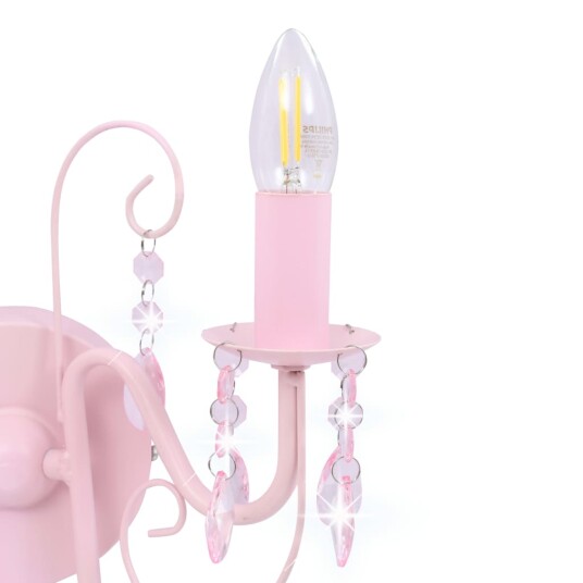 vidaXL Vegglampe med perler rosa 2 x E14 lyspærer vidaXL Vegglampe med perler rosa 2 x E14 lyspærer
