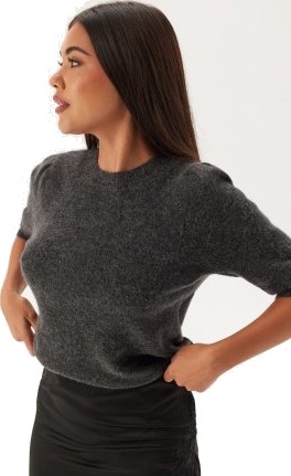 SELECTED FEMME Slflulu Ss Open Back Knit O_x0 Volcanic Ash Detail:melange XS